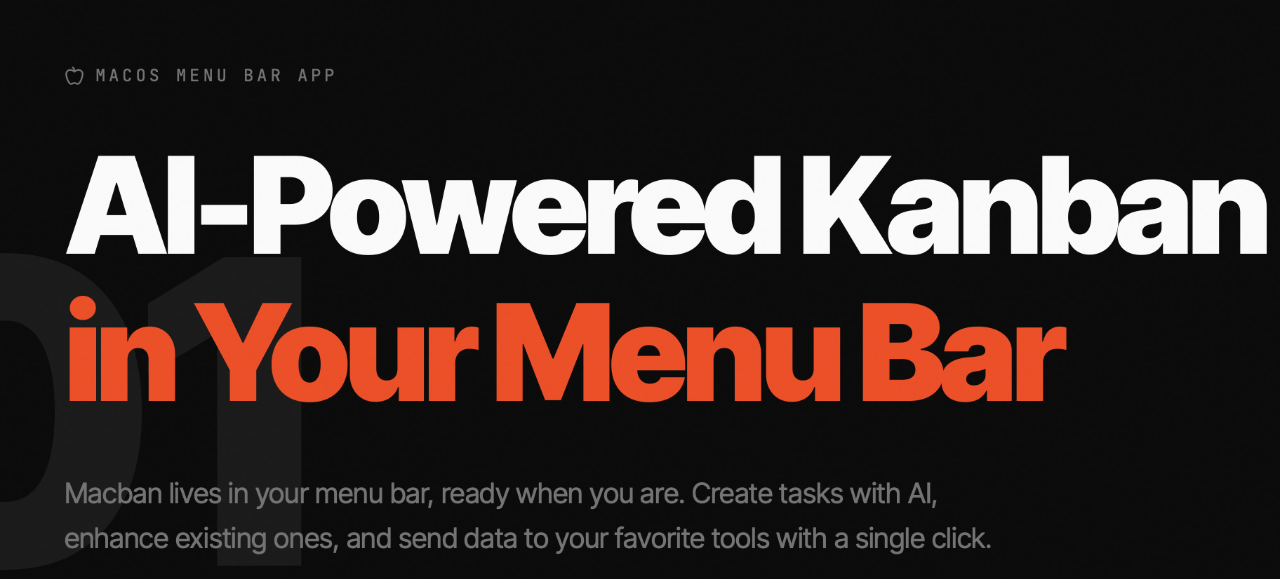 Macban menu-bar Kanban interface from the Shipr portfolio